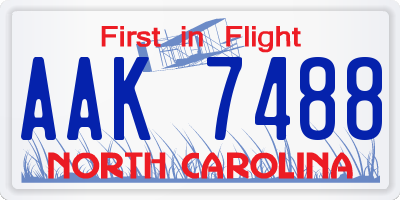 NC license plate AAK7488