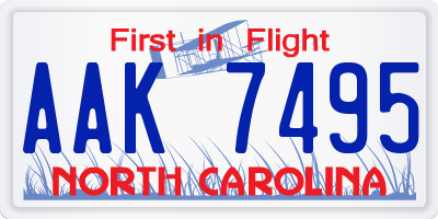NC license plate AAK7495