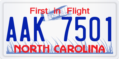 NC license plate AAK7501