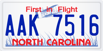 NC license plate AAK7516