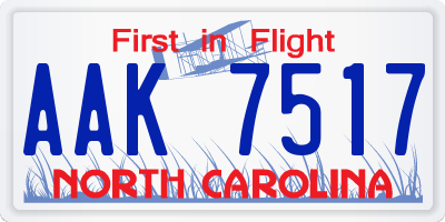 NC license plate AAK7517
