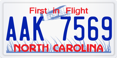NC license plate AAK7569