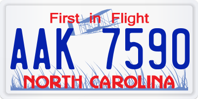 NC license plate AAK7590
