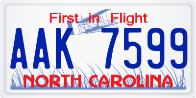 NC license plate AAK7599