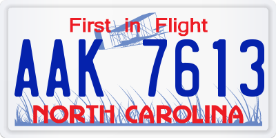NC license plate AAK7613