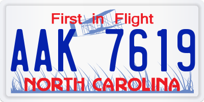 NC license plate AAK7619