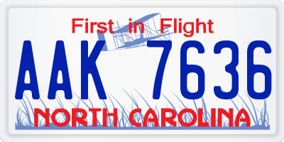 NC license plate AAK7636