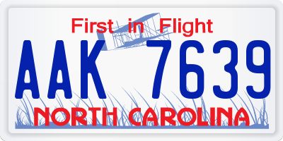 NC license plate AAK7639