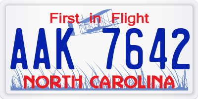 NC license plate AAK7642