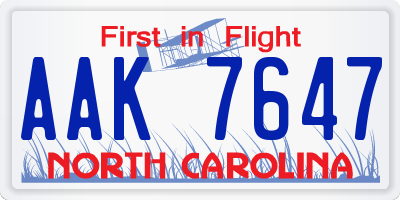 NC license plate AAK7647