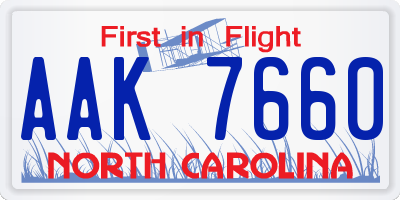 NC license plate AAK7660