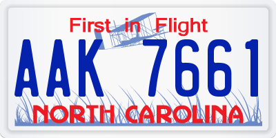 NC license plate AAK7661