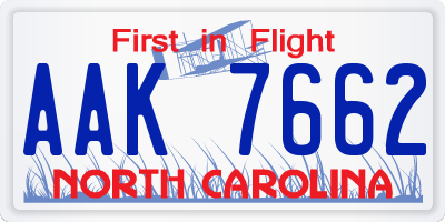 NC license plate AAK7662
