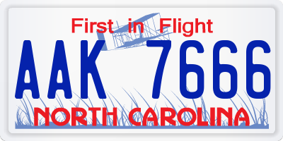 NC license plate AAK7666
