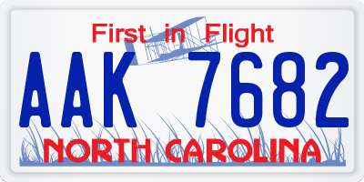 NC license plate AAK7682