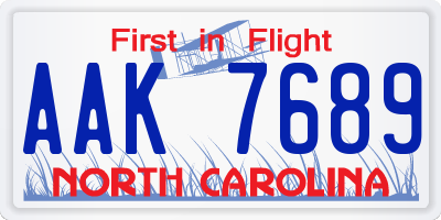 NC license plate AAK7689