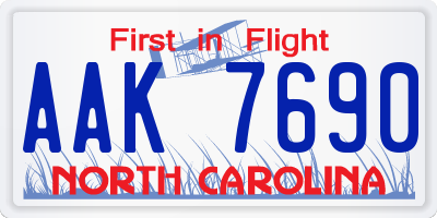 NC license plate AAK7690