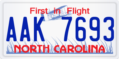 NC license plate AAK7693