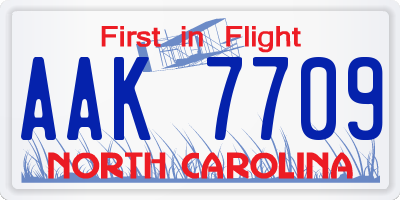 NC license plate AAK7709