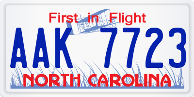 NC license plate AAK7723