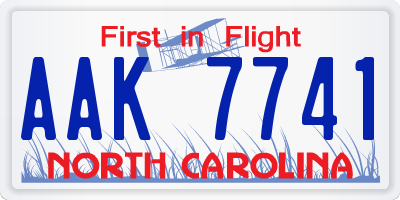 NC license plate AAK7741