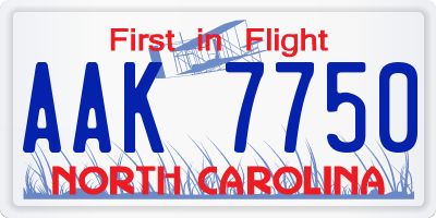 NC license plate AAK7750