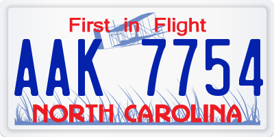 NC license plate AAK7754