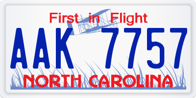 NC license plate AAK7757