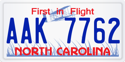 NC license plate AAK7762