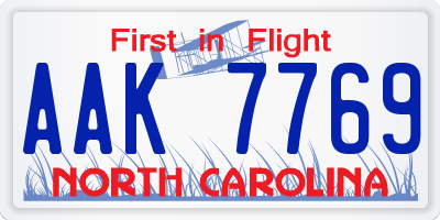 NC license plate AAK7769