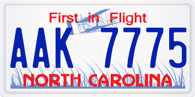NC license plate AAK7775