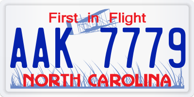 NC license plate AAK7779