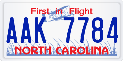 NC license plate AAK7784