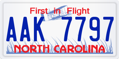 NC license plate AAK7797
