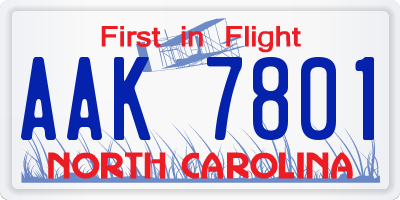 NC license plate AAK7801