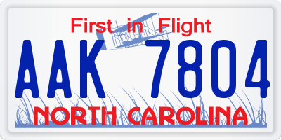 NC license plate AAK7804