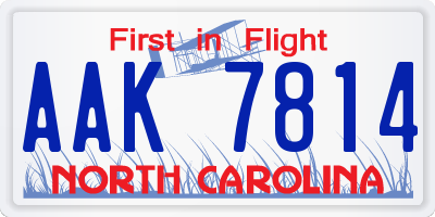 NC license plate AAK7814