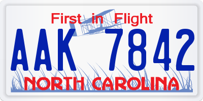 NC license plate AAK7842
