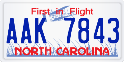 NC license plate AAK7843