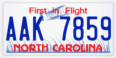 NC license plate AAK7859