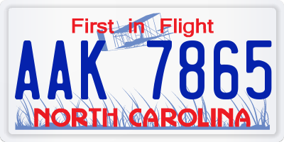 NC license plate AAK7865