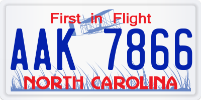 NC license plate AAK7866