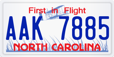 NC license plate AAK7885