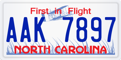 NC license plate AAK7897