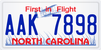 NC license plate AAK7898