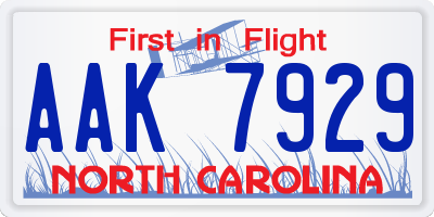 NC license plate AAK7929