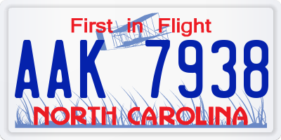 NC license plate AAK7938