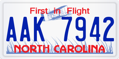 NC license plate AAK7942