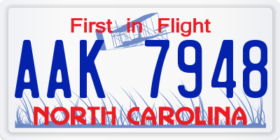 NC license plate AAK7948