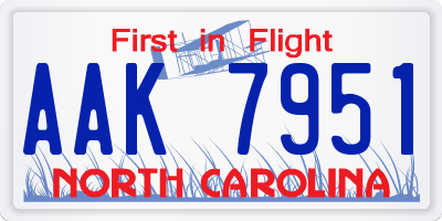 NC license plate AAK7951